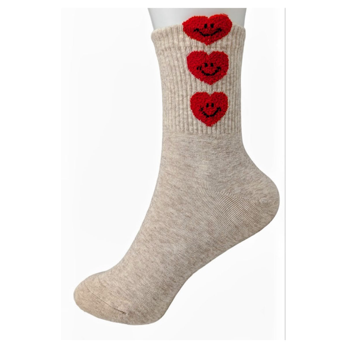 Puffy Heart Half Crew Sock brown side | MILK MONEY milkmoney.co | women's accessories. cute accessories. trendy accessories. cute accessories for girls. ladies accessories. women's fashion accessories.