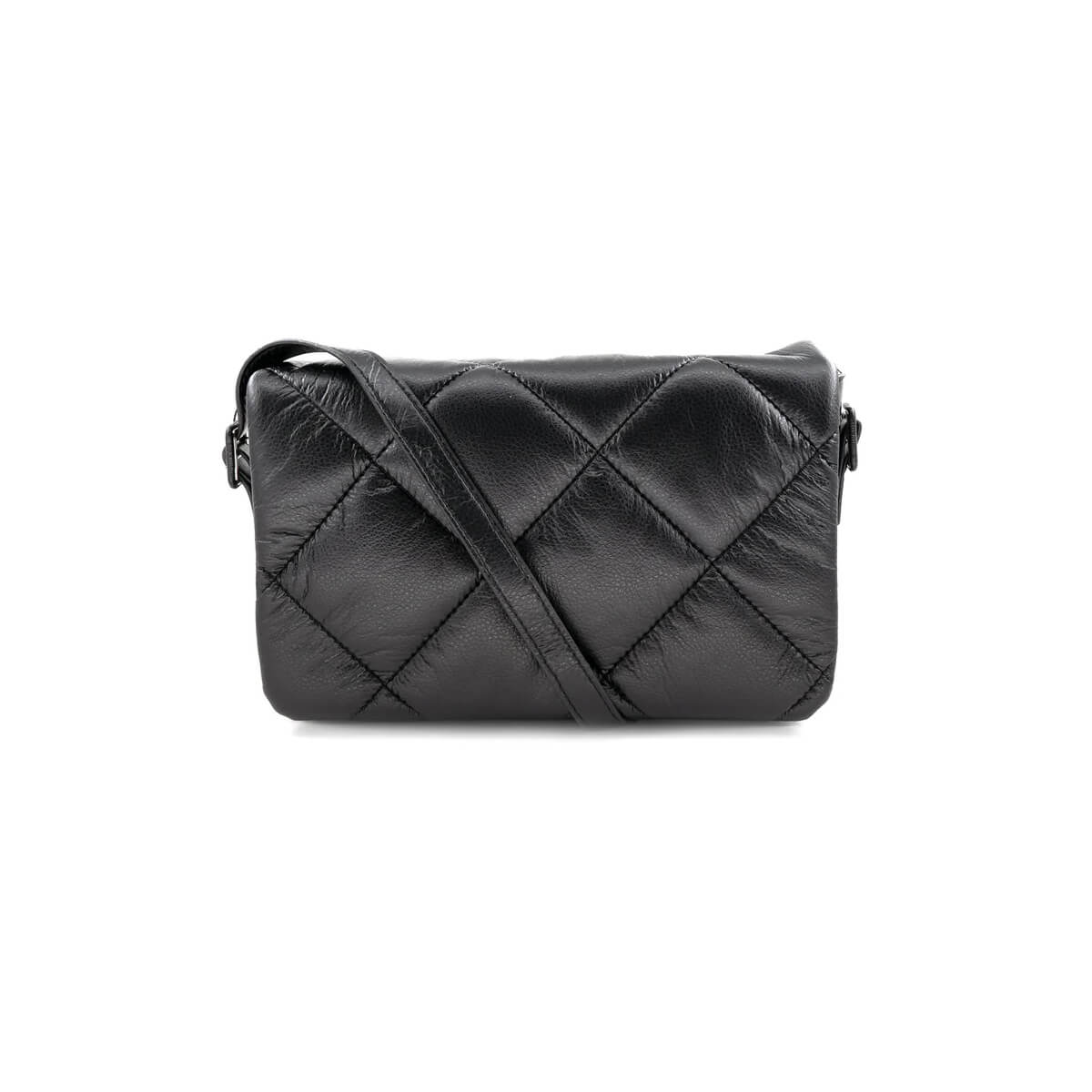 Quilted Faux Leather Flap Shoulder Bag black front | MILK MONEY milkmoney.co | women's accessories. cute accessories. trendy accessories. cute accessories for girls. ladies accessories. women's fashion accessories.