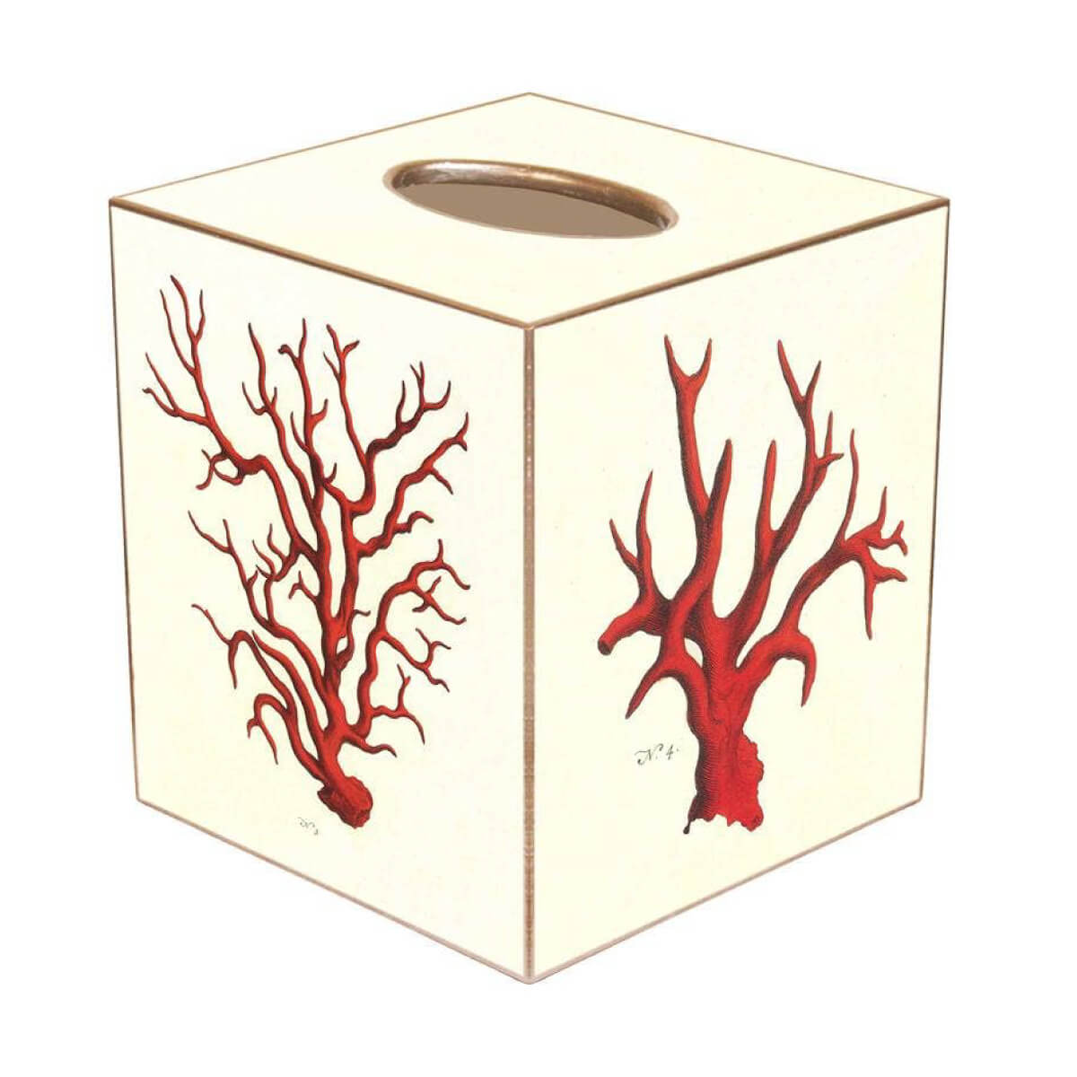 Red Coral Paper Mache Tissue Box Cover