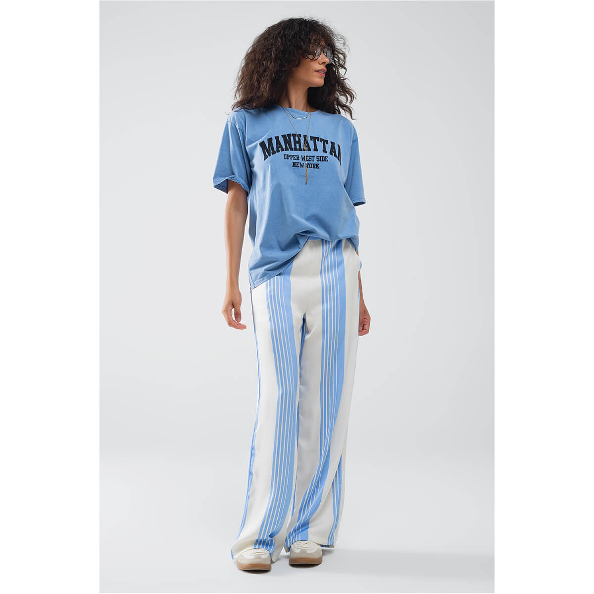 Relaxed Manhattan Graphic T-Shirt blue front | MILK MONEY milkmoney.co | cute clothes for women. womens online clothing. trendy online clothing stores. womens casual clothing online. trendy clothes online. trendy women's clothing online. ladies online clothing stores. trendy women's clothing stores. cute female clothes.