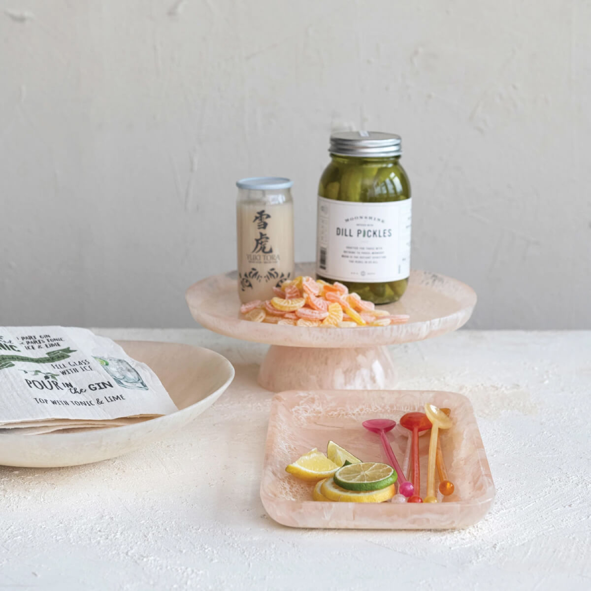 Resin Round Pedestal pink lifestyle | MILK MONEY milkmoney.co | white elephant gift ideas, gift, mother's day gift ideas, white elephant gift, gift shops near me