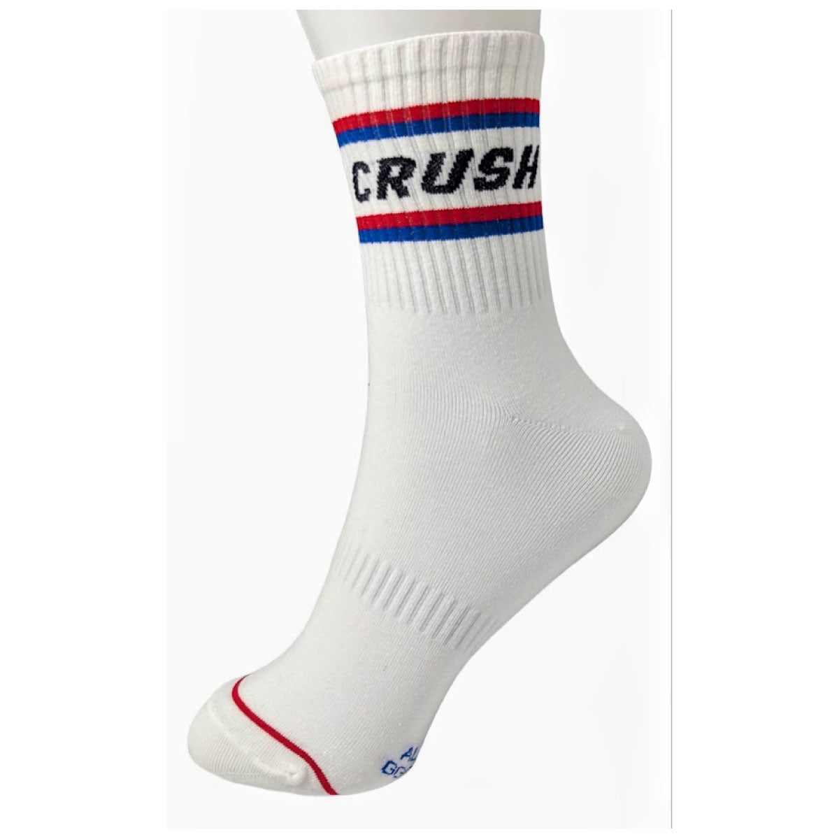 Retro Crush Half Crew Socks white front | MILK MONEY milkmoney.co | women's accessories. cute accessories. trendy accessories. cute accessories for girls. ladies accessories. women's fashion accessories.
