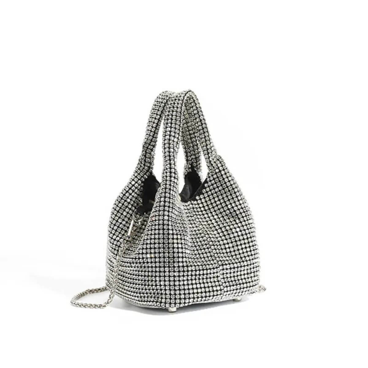 Rhinestone Basket Bag silver side | MILK MONEY milkmoney.co | women's accessories. cute accessories. trendy accessories. cute accessories for girls. ladies accessories. women's fashion accessories.
