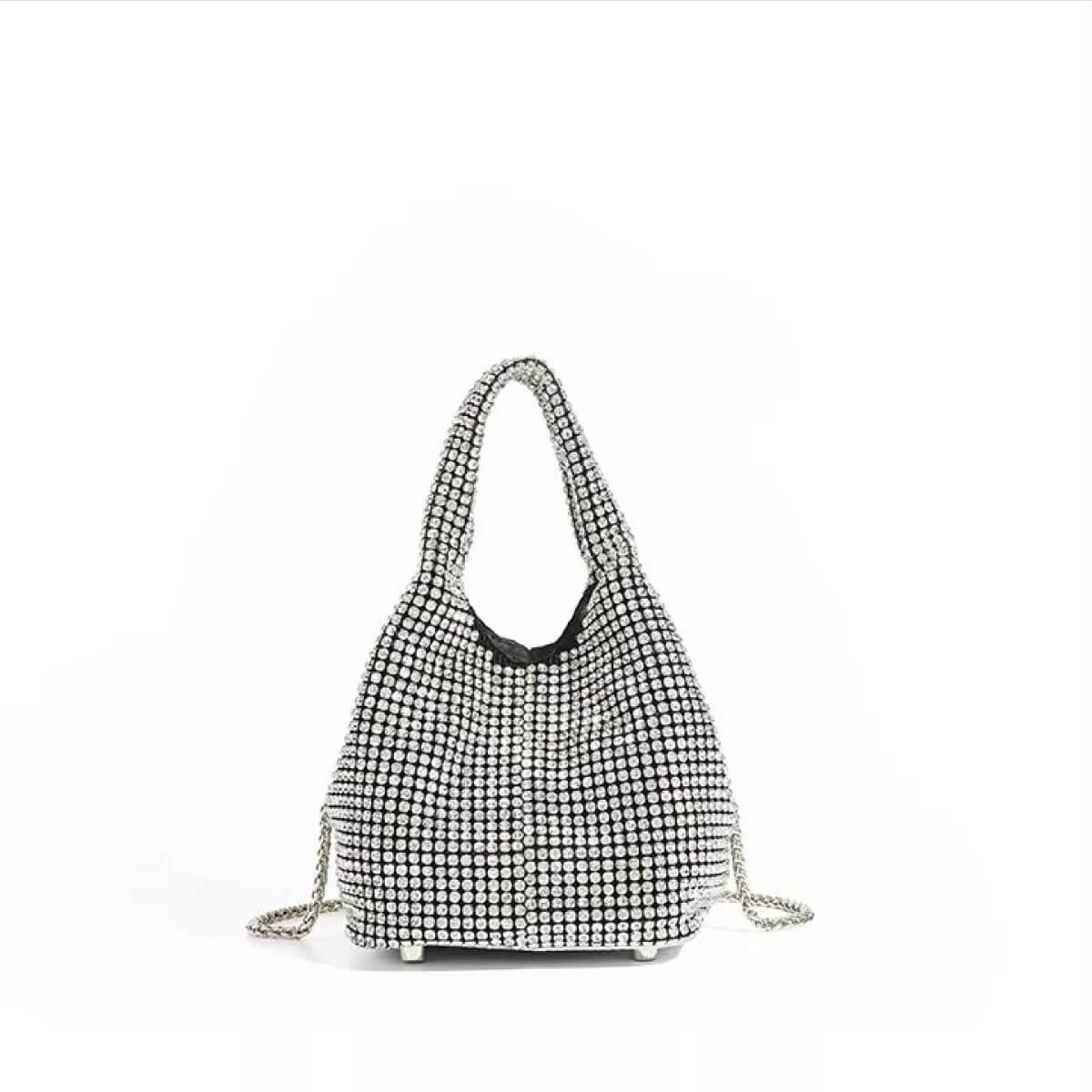 Rhinestone Basket Bag silver front | MILK MONEY milkmoney.co | women's accessories. cute accessories. trendy accessories. cute accessories for girls. ladies accessories. women's fashion accessories.