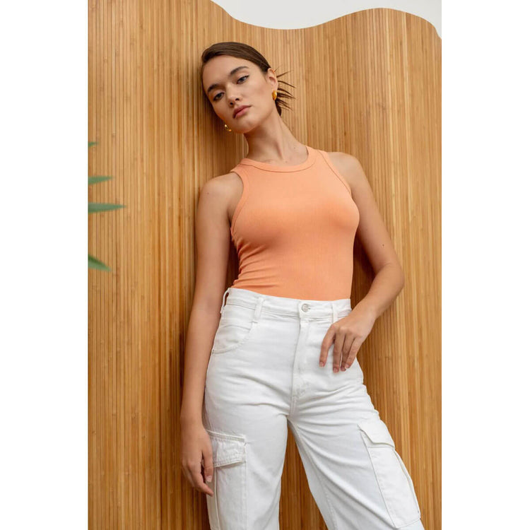 Ribbed Seamless Cropped Tank Top orange front | MILK MONEY milkmoney.co | cute tops for women. trendy tops for women. cute blouses for women. stylish tops for women. pretty womens tops.