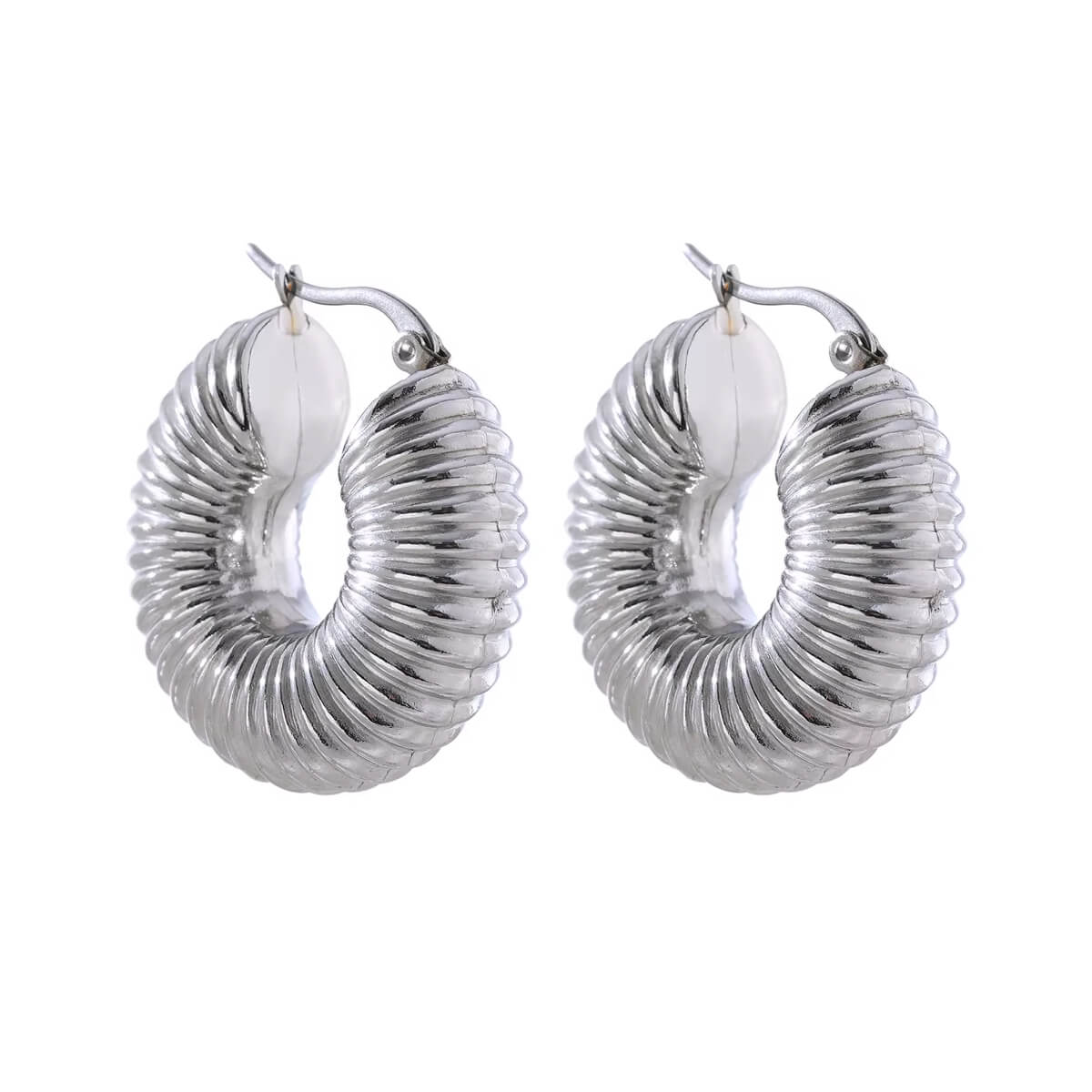 Ribbed Thick Hoop Earrings silver front | MILK MONEY milkmoney.co | cute earring sets. cute dangle earrings. cute hoop earrings. cute cheap earrings. cute cheap earrings. cute small earrings. fun dangle earrings. trendy dangle earrings. affordable earrings. trendy dangle earrings. cute drop earrings. cute trendy earrings.