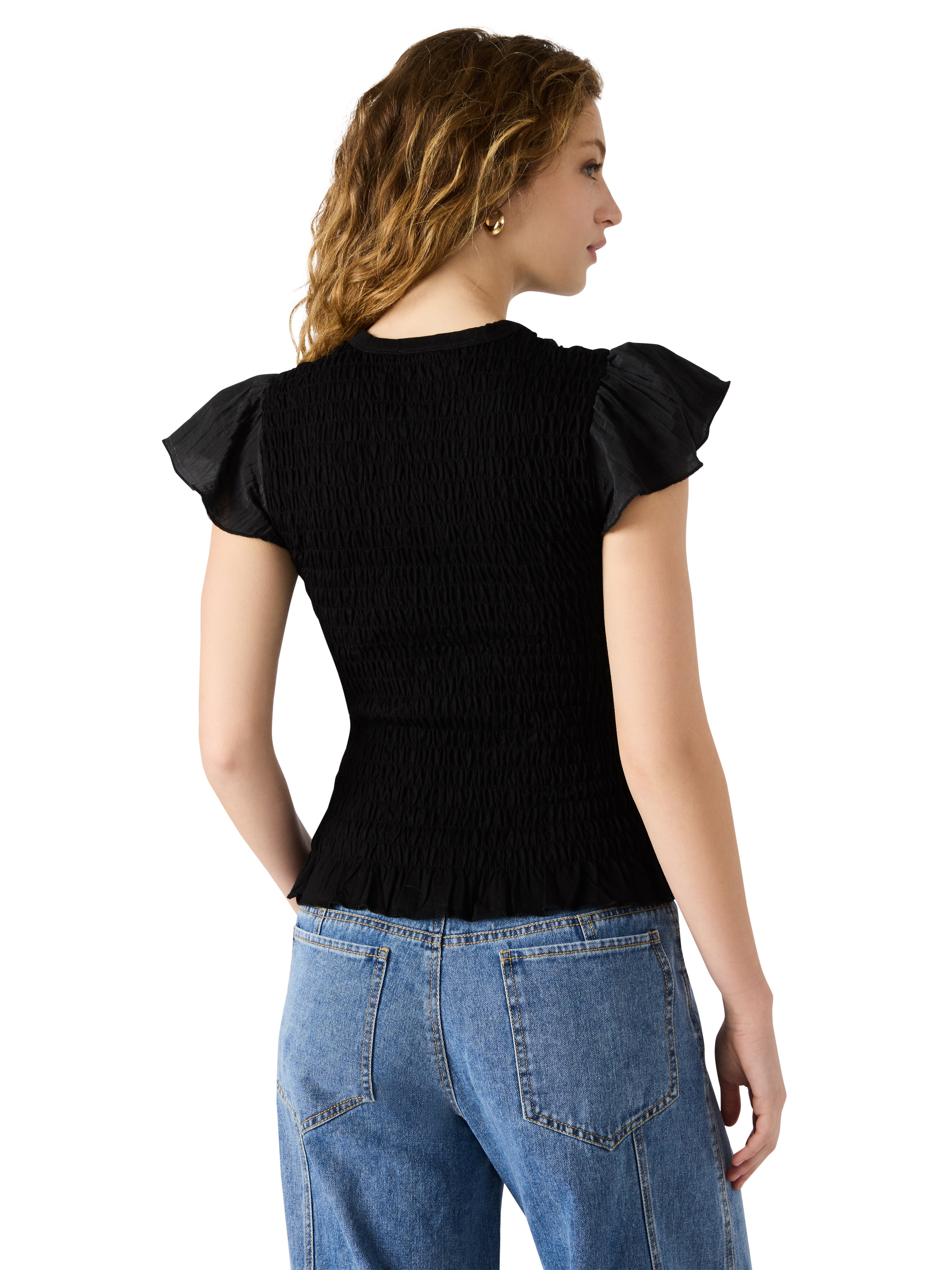 Steve Madden Smocked Ruffle Cecilie Top