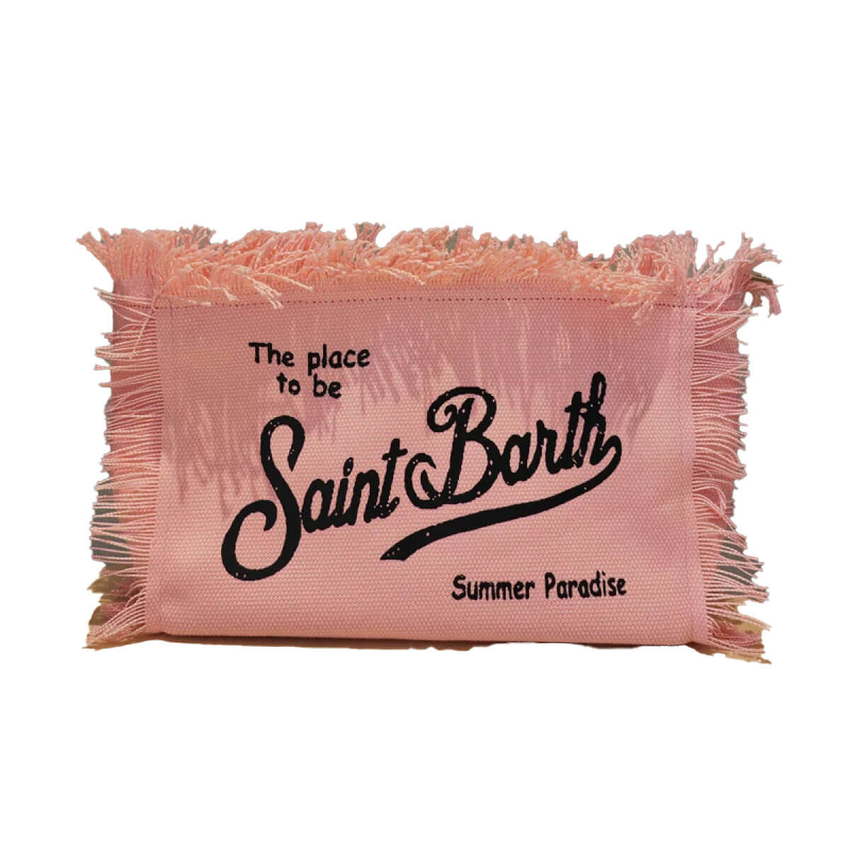 Saint Barth Fringe Clutch Bag pink front | MILK MONEY milkmoney.co | women's accessories. cute accessories. trendy accessories. cute accessories for girls. ladies accessories. women's fashion accessories.