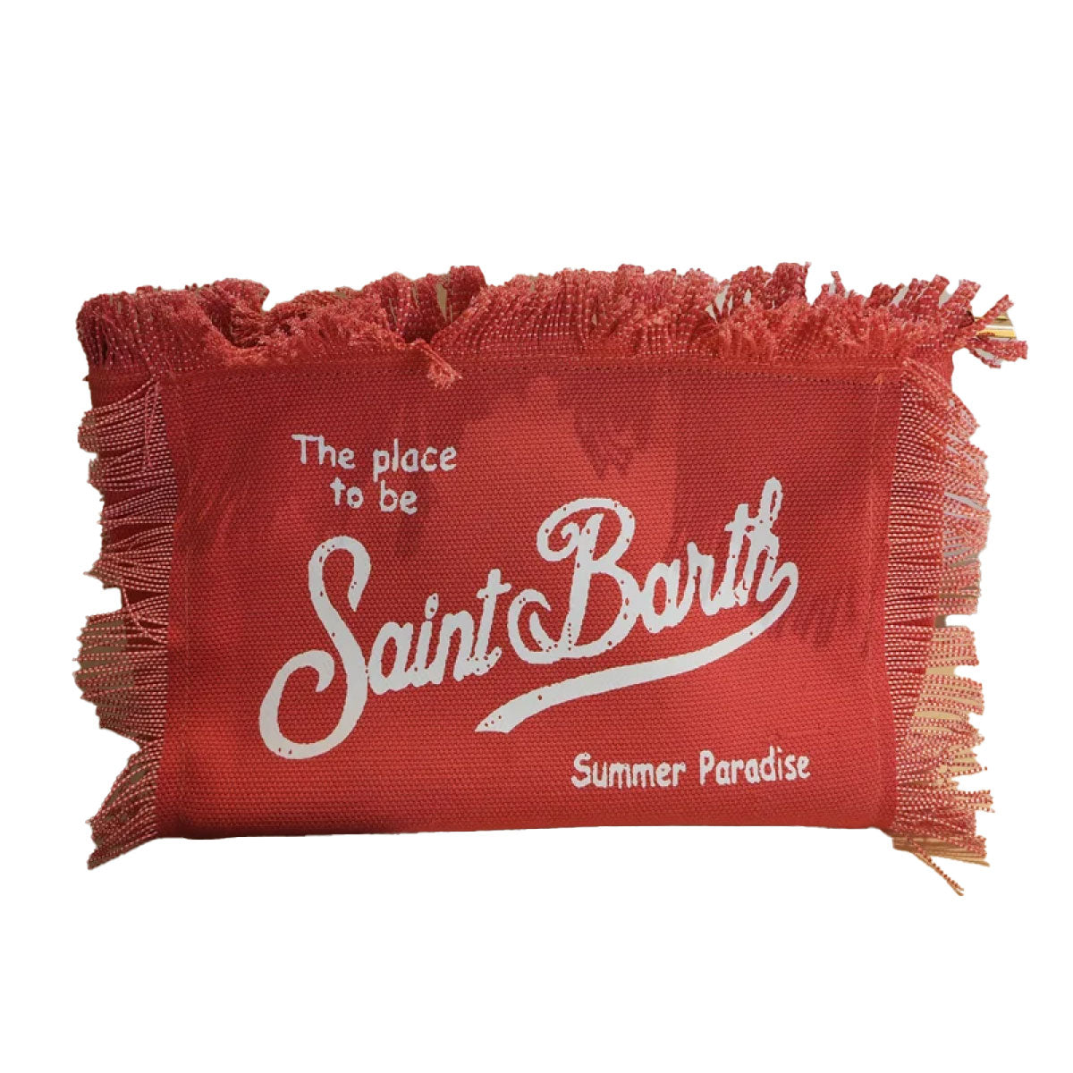 Saint Barth Fringe Clutch Bag red front | MILK MONEY milkmoney.co | women's accessories. cute accessories. trendy accessories. cute accessories for girls. ladies accessories. women's fashion accessories.