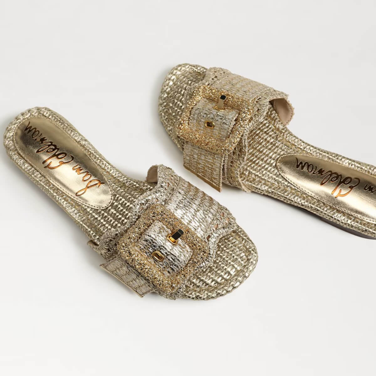 Sam Edelman Bambi Slide Sandal gold top | MILK MONEY milkmoney.co | cute shoes for women. ladies shoes. nice shoes for women. footwear for women. ladies shoes online. ladies footwear. womens shoes and boots. pretty shoes for women. beautiful shoes for women.