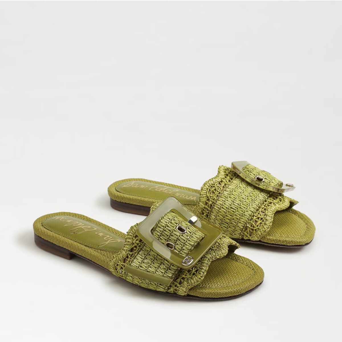 Sam Edelman Bambi Slide Sandal gree side | MILK MONEY milkmoney.co | cute shoes for women. ladies shoes. nice shoes for women. footwear for women. ladies shoes online. ladies footwear. womens shoes and boots. pretty shoes for women. beautiful shoes for women.