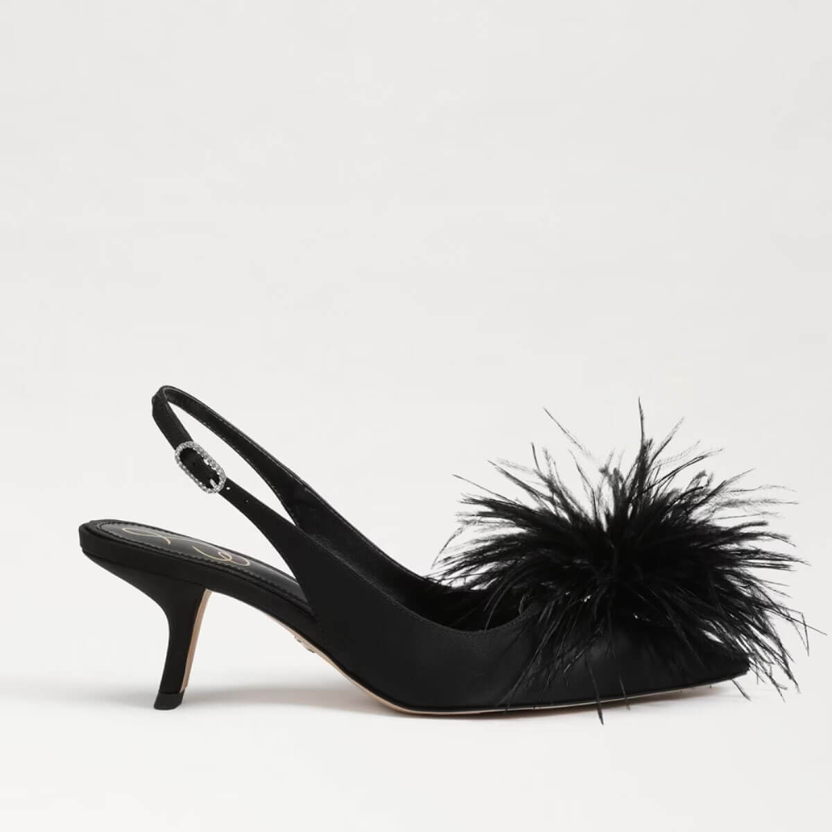 Sam Edelman Bianka Feather Slingback Pump black side | MILK MONEY milkmoney.co | cute shoes for women. ladies shoes. nice shoes for women. footwear for women. ladies shoes online. ladies footwear. womens shoes and boots. pretty shoes for women. beautiful shoes for women.