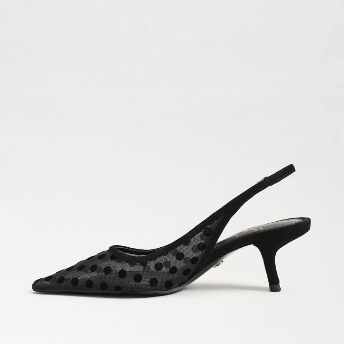 Sam Edelman Bianka Polka Dot Mesh Slingback Pump black side | MILK MONEY milkmoney.co | cute shoes for women. ladies shoes. nice shoes for women. footwear for women. ladies shoes online. ladies footwear. womens shoes and boots. pretty shoes for women. beautiful shoes for women.
