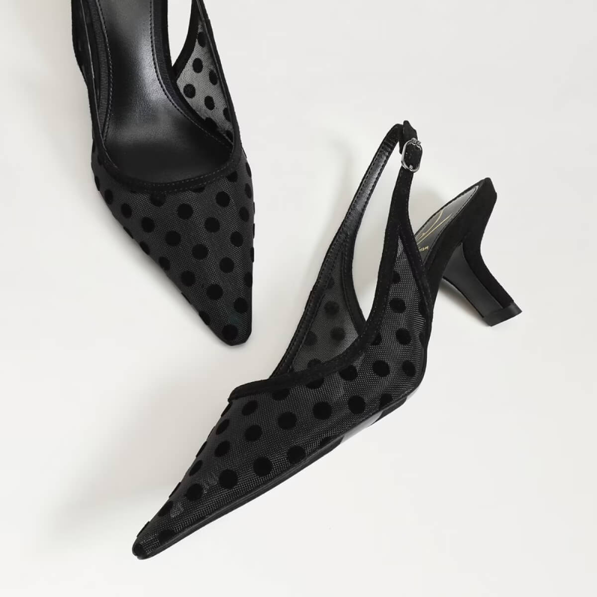 Sam Edelman Bianka Polka Dot Mesh Slingback Pump black back | MILK MONEY milkmoney.co | cute shoes for women. ladies shoes. nice shoes for women. footwear for women. ladies shoes online. ladies footwear. womens shoes and boots. pretty shoes for women. beautiful shoes for women.