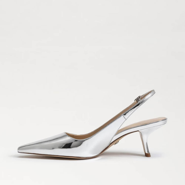 Sam Edelman Bianka Slingback Pump silver patent side | MILK MONEY milkmoney.co | cute shoes for women. ladies shoes. nice shoes for women. footwear for women. ladies shoes online. ladies footwear. womens shoes and boots. pretty shoes for women. beautiful shoes for women.