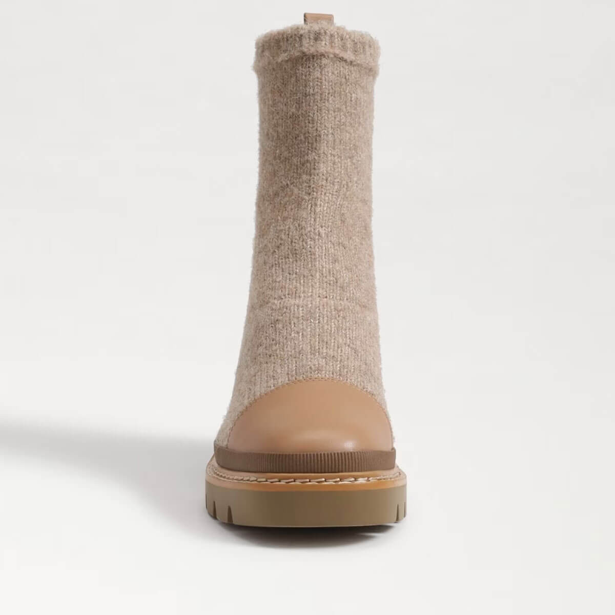 Sam Edelman Rozanna Knit Bootie tan front | MILK MONEY milkmoney.co | cute shoes for women. ladies shoes. nice shoes for women. footwear for women. ladies shoes online. ladies footwear. womens shoes and boots. pretty shoes for women. beautiful shoes for women.