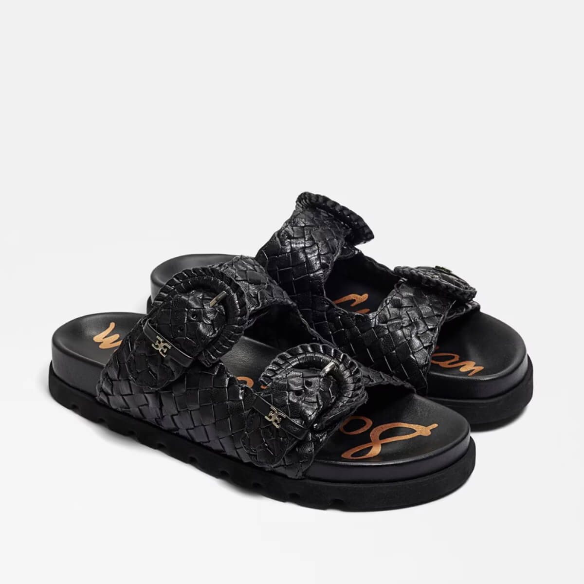 Sam Edelman Tiffanie Slide Sandal black front | MILK MONEY milkmoney.co | cute sandals for women. cute slides for women. trendy womens sandals. women sandals online. pretty sandals for women. cute slides womens.