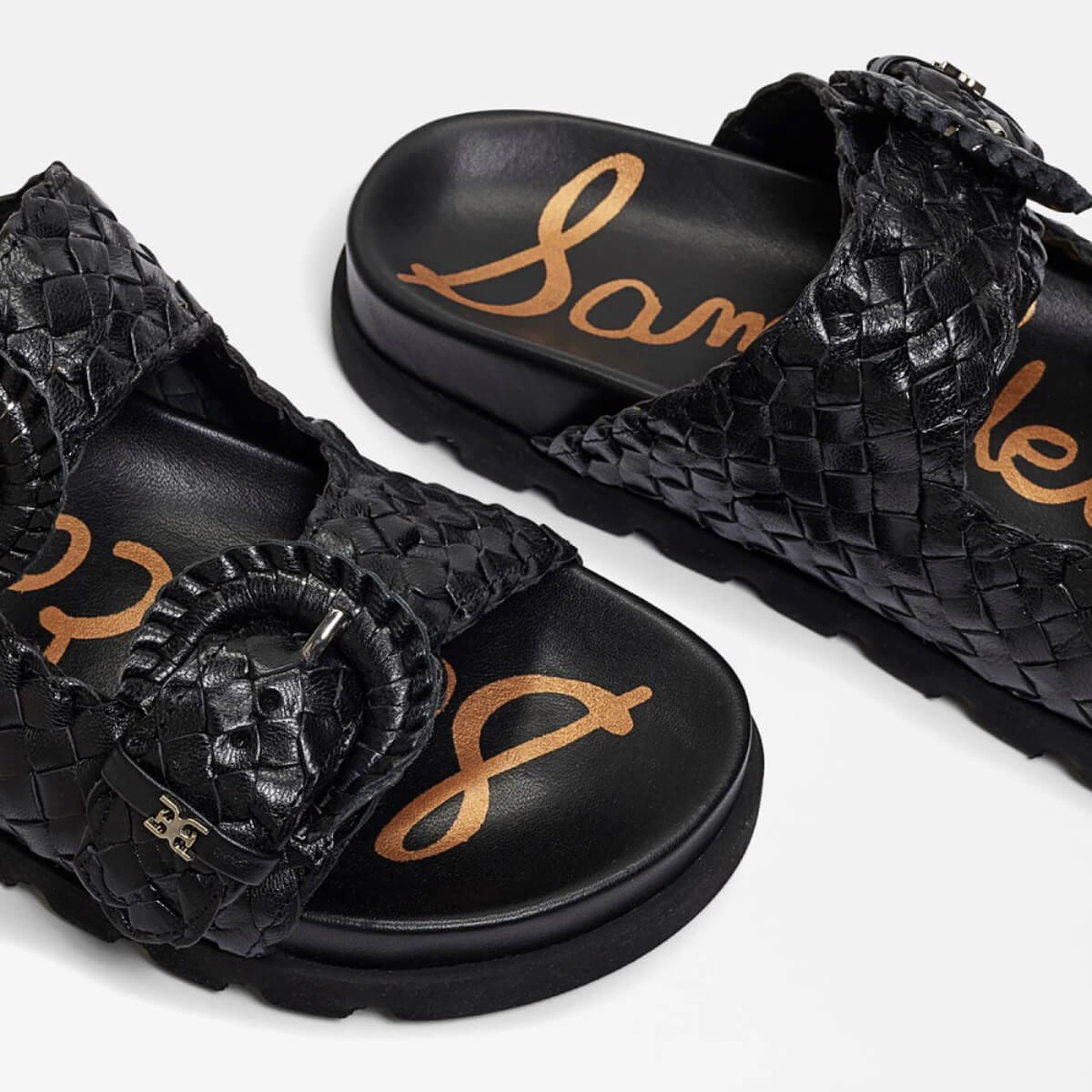 Sam Edelman Tiffanie Slide Sandal black front | MILK MONEY milkmoney.co | cute sandals for women. cute slides for women. trendy womens sandals. women sandals online. pretty sandals for women. cute slides womens.