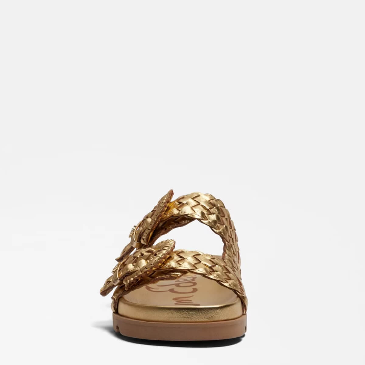 Sam Edelman Tiffanie Slide Sandal gold side | MILK MONEY milkmoney.co | cute sandals for women. cute slides for women. trendy womens sandals. women sandals online. pretty sandals for women. cute slides womens.