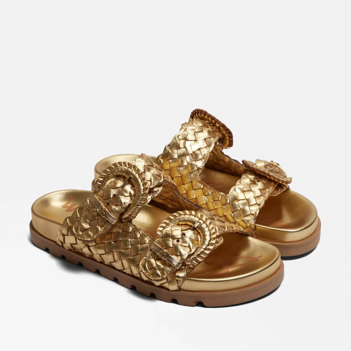 Sam Edelman Tiffanie Slide Sandal gold side | MILK MONEY milkmoney.co | cute sandals for women. cute slides for women. trendy womens sandals. women sandals online. pretty sandals for women. cute slides womens.
