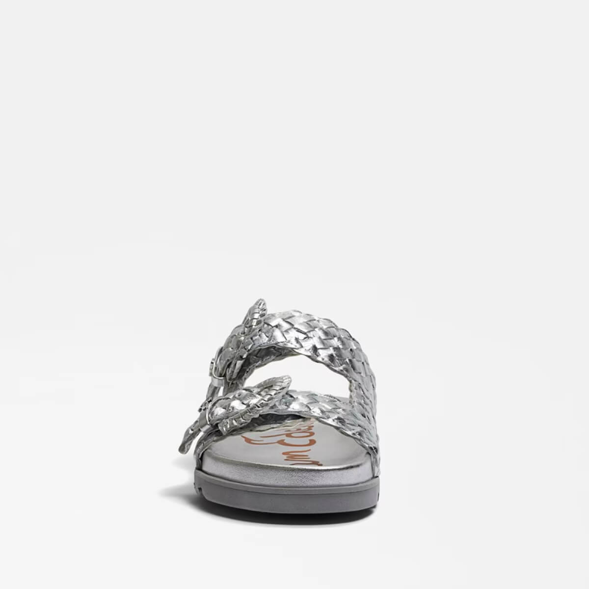 Sam Edelman Tiffanie Slide Sandal silver front | MILK MONEY milkmoney.co | cute sandals for women. cute slides for women. trendy womens sandals. women sandals online. pretty sandals for women. cute slides womens.