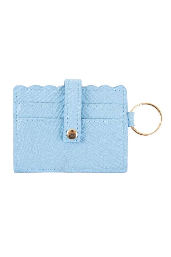 Scallop Card Holder Wallet sky blue front | MILK MONEY milkmoney.co | women's accessories. cute accessories. trendy accessories. cute accessories for girls. ladies accessories. women's fashion accessories.