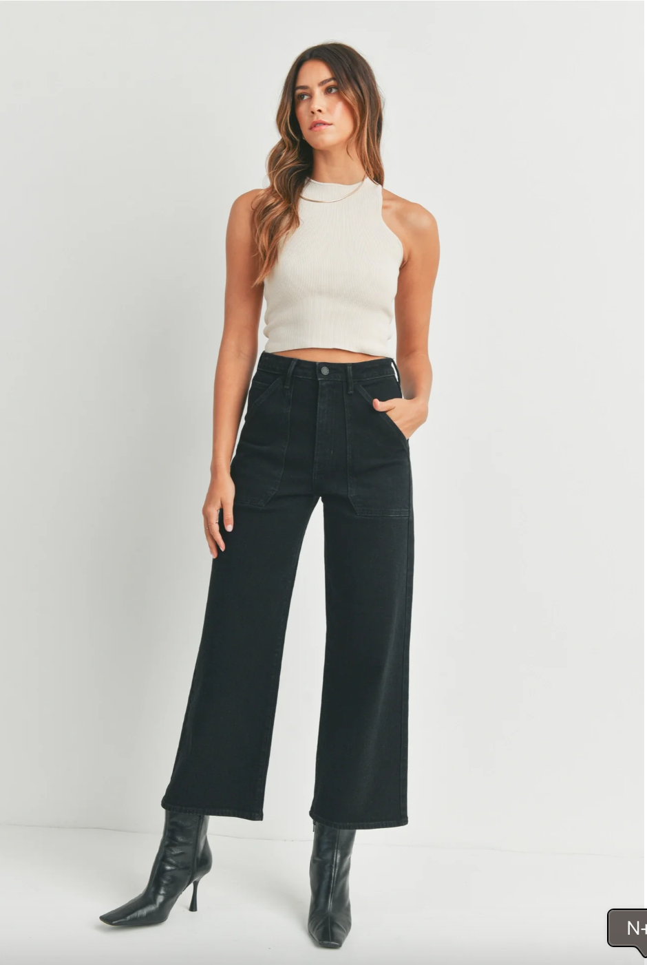 JBD Hi-Rise Cargo Pocket Wide Leg Jean