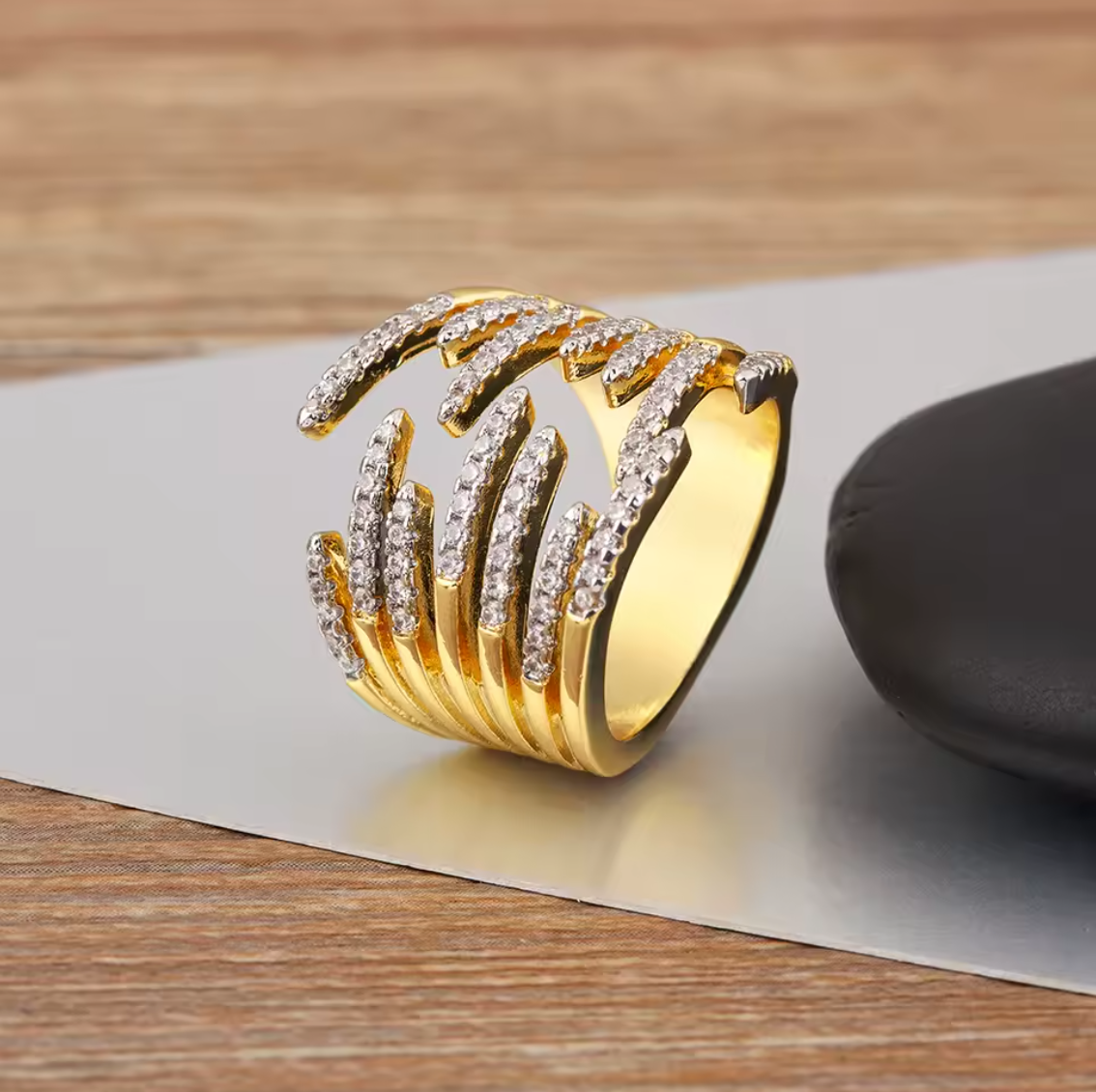 Gold Multi-Band Pavé Ring