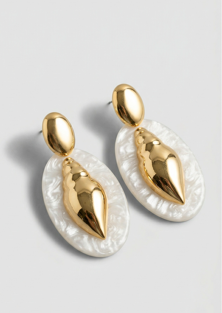 Pearlescent Shell Statement Earrings