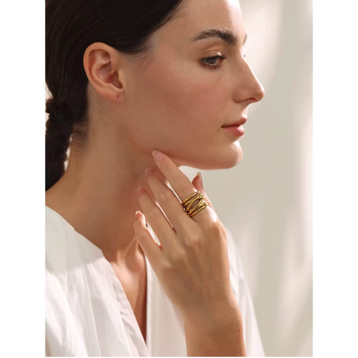 Sculptural Dome Ring gold front | MILK MONEY milkmoney.co | women's jewelry. affordable jewelry. women's jewelry sets. affordable gold jewelry. women's fashion jewelry. silver jewelry for women. jewelry gifts for women. stainless steel jewelry for women. unique women's jewelry.