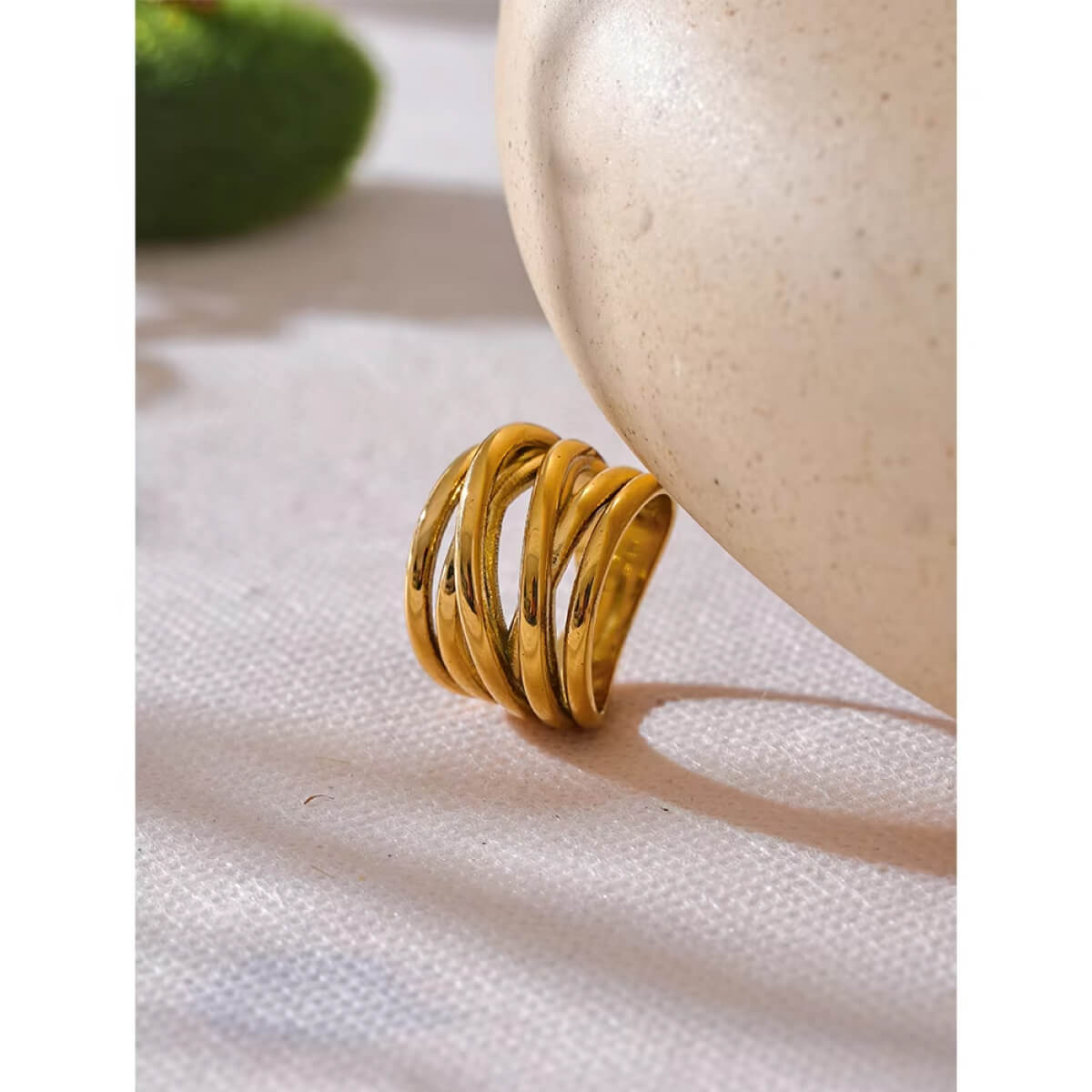 Sculptural Dome Ring gold front | MILK MONEY milkmoney.co | women's jewelry. affordable jewelry. women's jewelry sets. affordable gold jewelry. women's fashion jewelry. silver jewelry for women. jewelry gifts for women. stainless steel jewelry for women. unique women's jewelry.