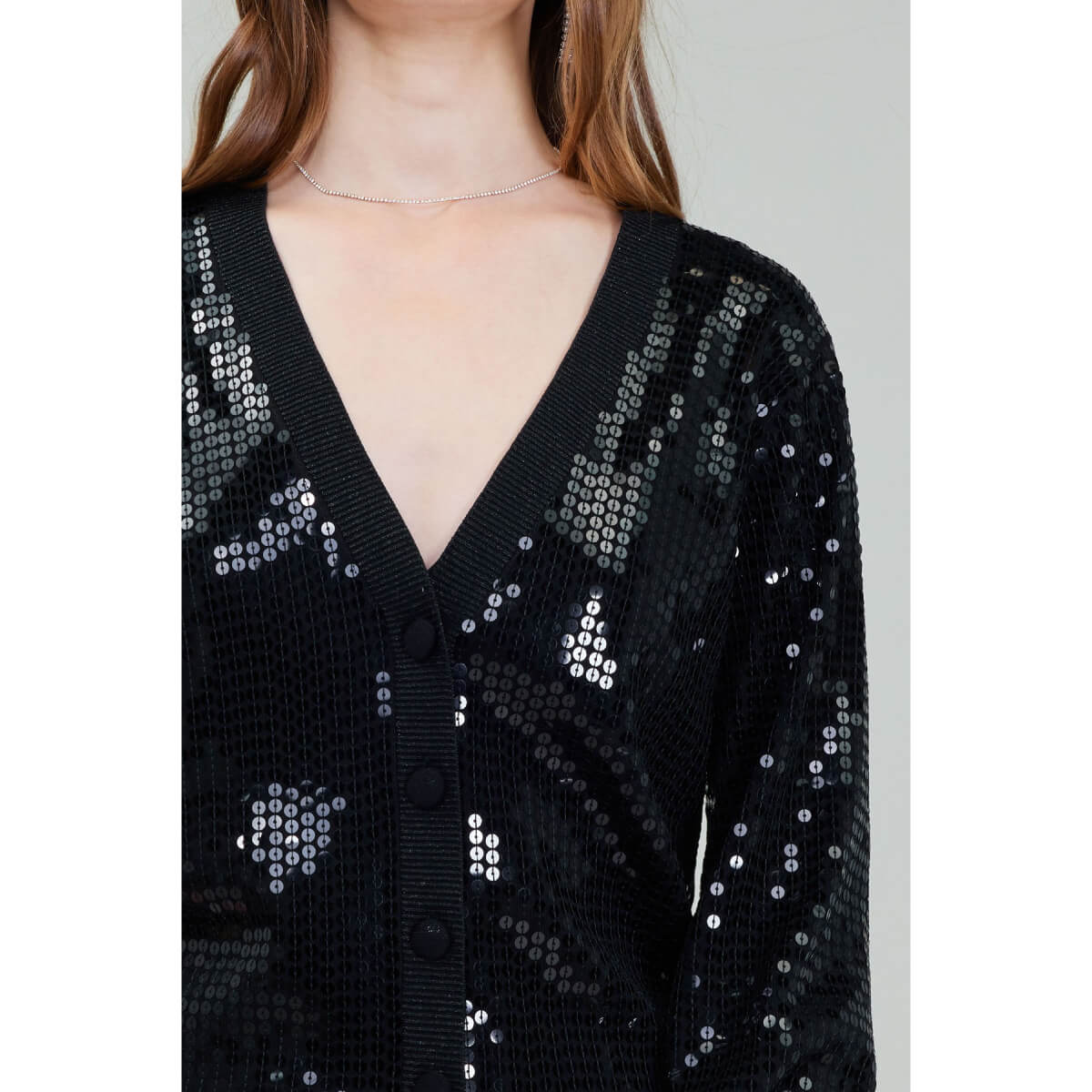 Sequin Long Sleeve Cardigan black front | MILK MONEY milkmoney.co | cute tops for women. trendy tops for women. cute blouses for women. stylish tops for women. pretty womens tops.