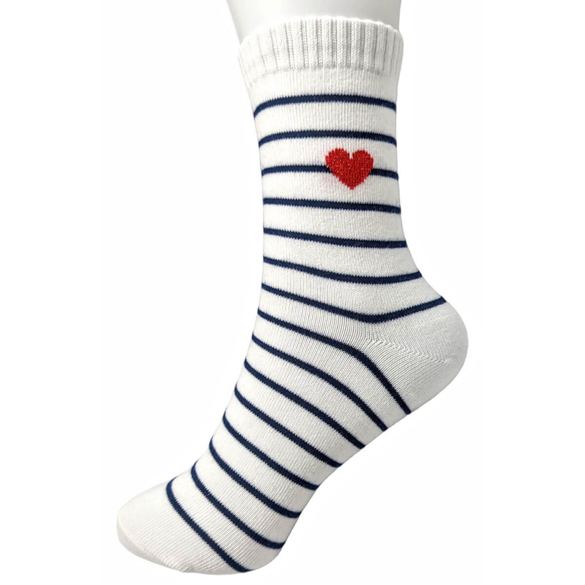 Shimmer Heart Striped Half Crew Socks white | MILK MONEY milkmoney.co | women's accessories. cute accessories. trendy accessories. cute accessories for girls. ladies accessories. women's fashion accessories.