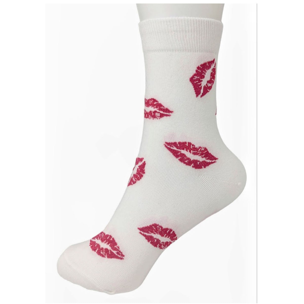 Shimmer Lips Half Crew Socks white | MILK MONEY milkmoney.co | women's accessories. cute accessories. trendy accessories. cute accessories for girls. ladies accessories. women's fashion accessories.