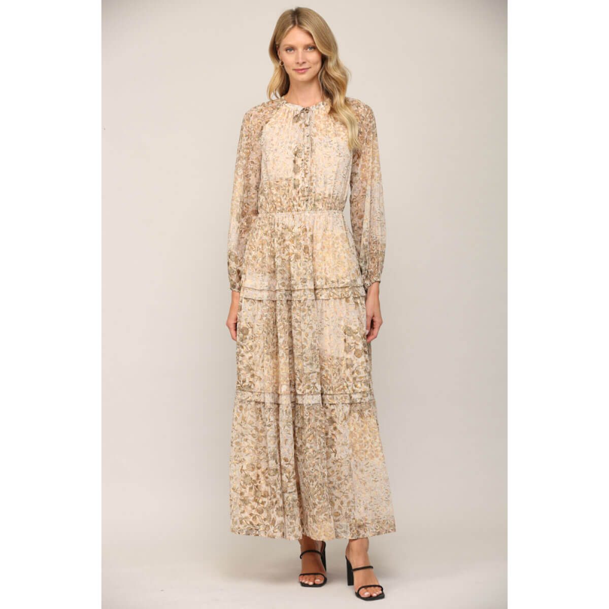 Shimmer Print Chiffon Maxi Dress