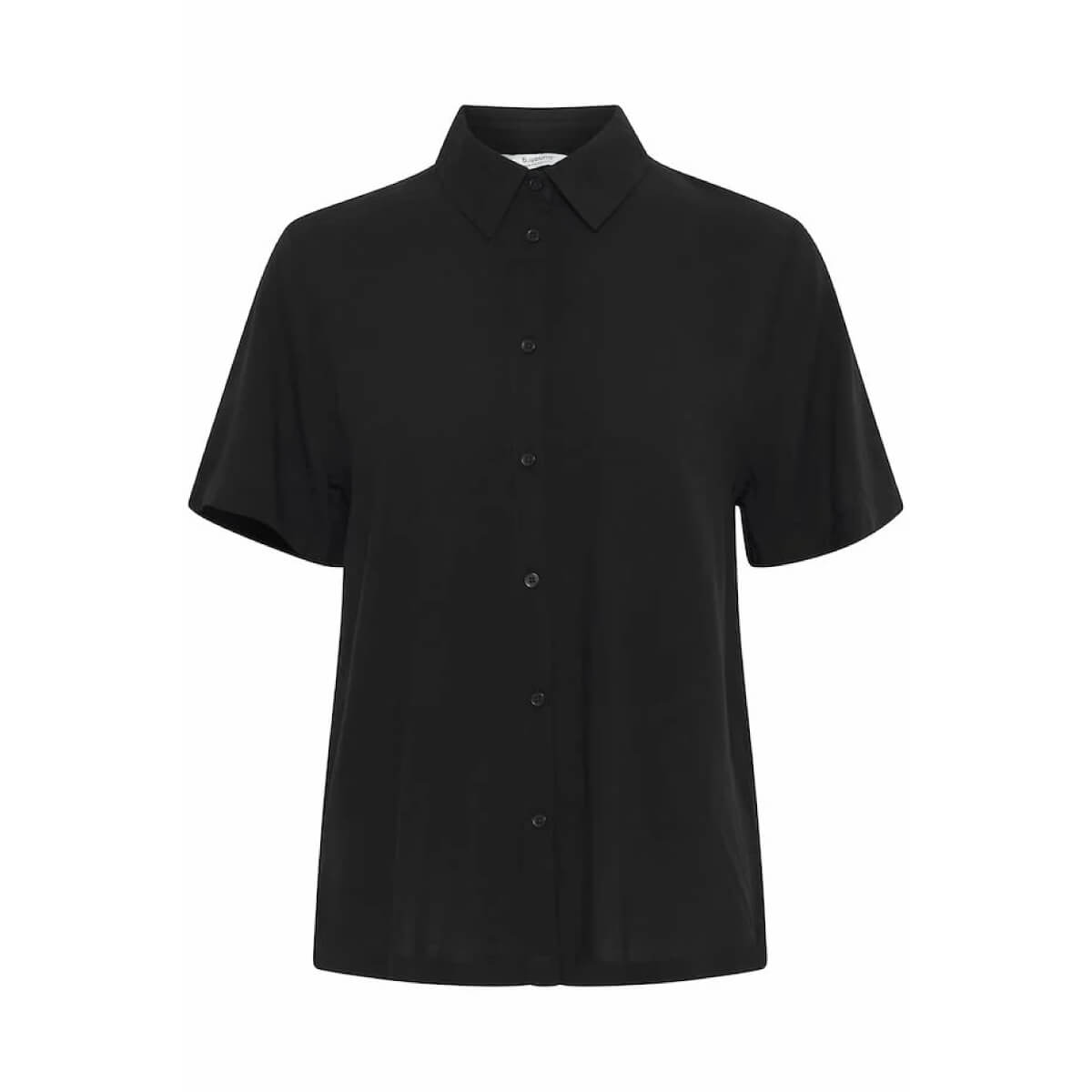 Short Sleeve Button Down Blouse black front | MILK MONEY milkmoney.co | cute tops for women. trendy tops for women. cute blouses for women. stylish tops for women. pretty womens tops.