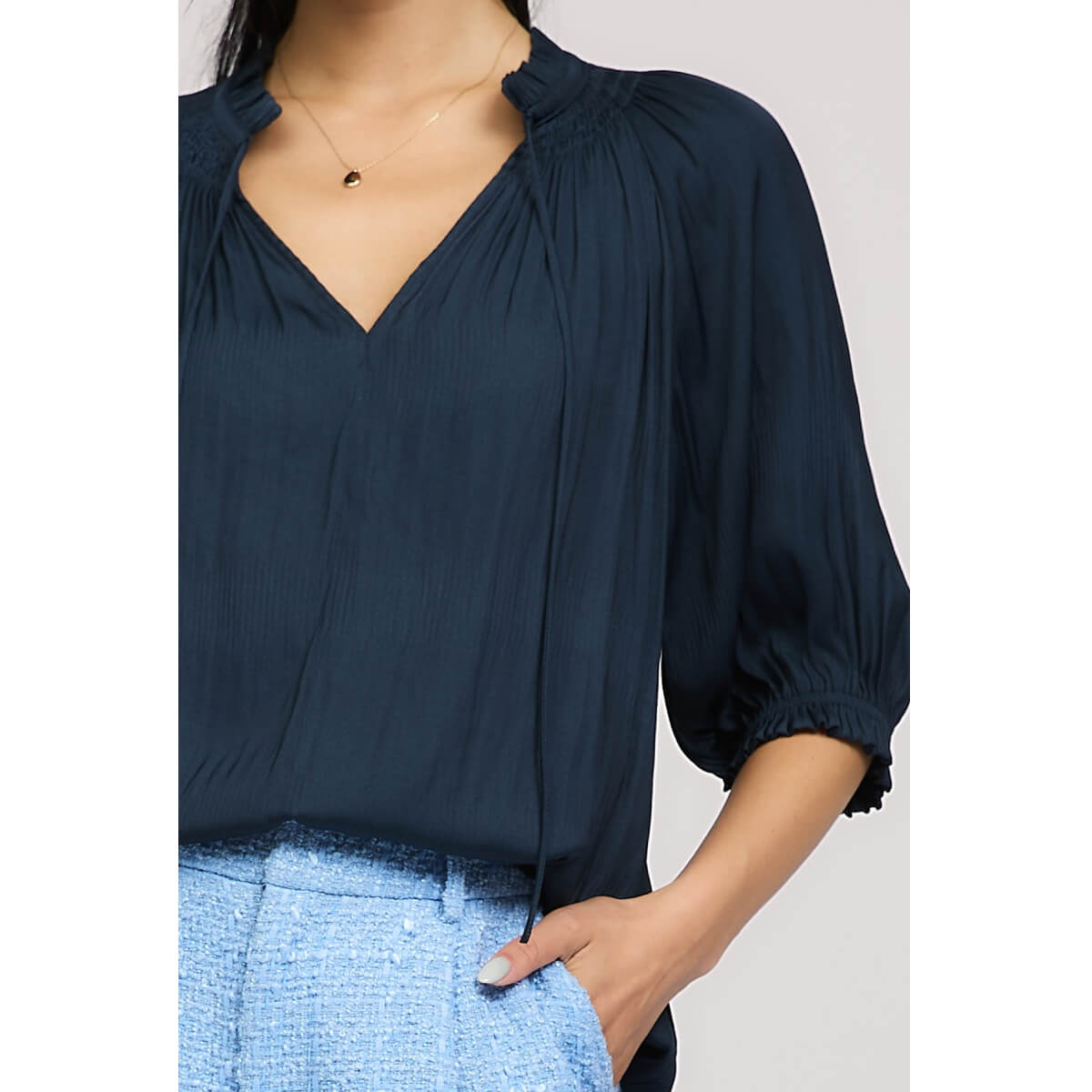 Short Sleeve Tie Front Top