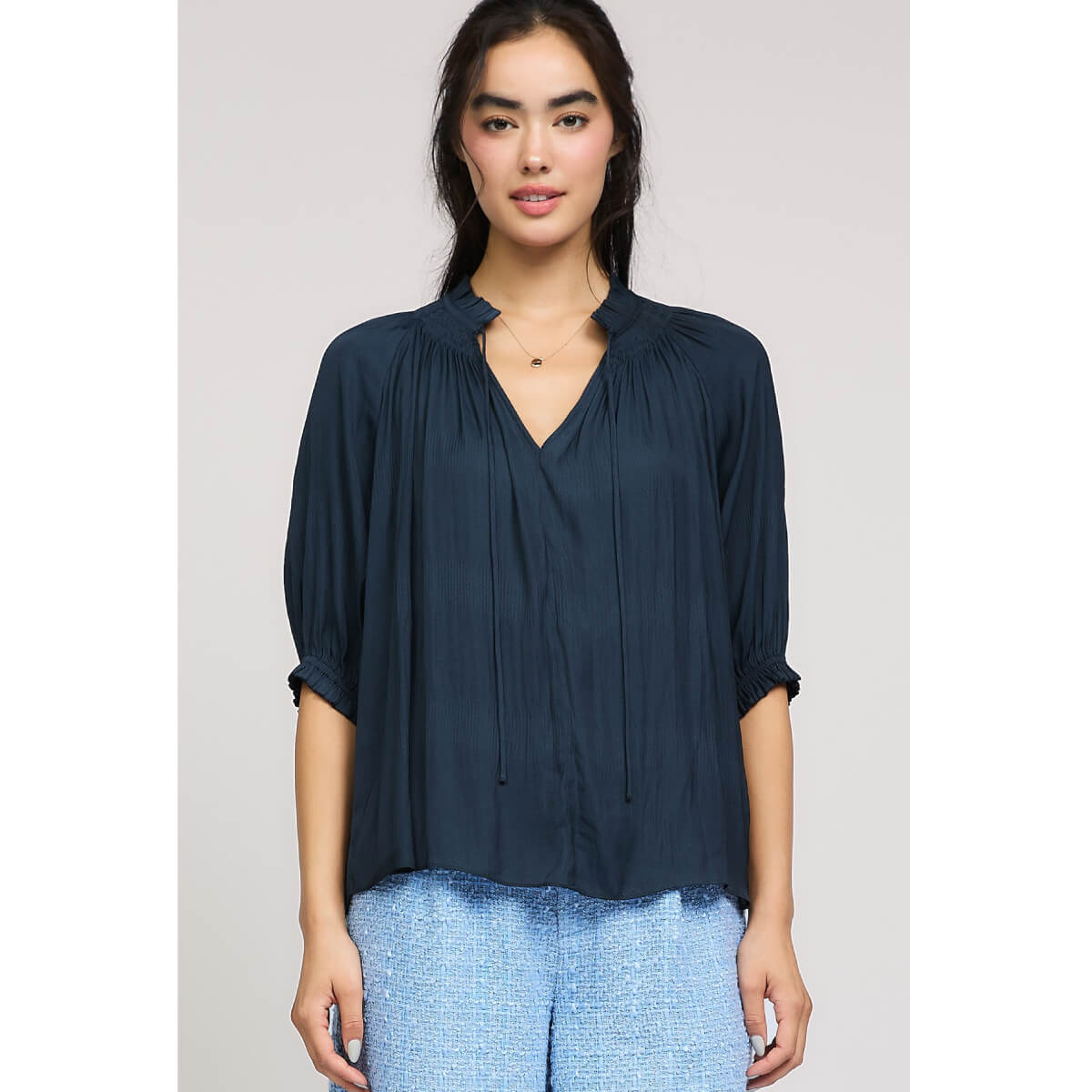 Short Sleeve Tie Front Top