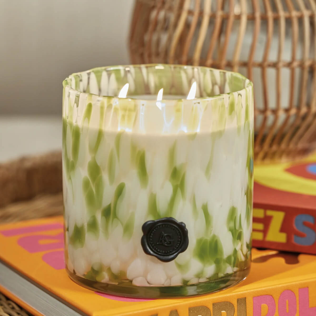 Sicilian Lemon Bergamot Opal Glass 3-Wick Candle green front | MILK MONEY milkmoney.co | Home decor online, Modern home decor, Luxury home furnishings, Best home decor, Home accessories for sale, Living room furniture sets, Kitchen decor ideas, Wall art for home, Bathroom accessories, Vintage home decor, Minimalist home decor