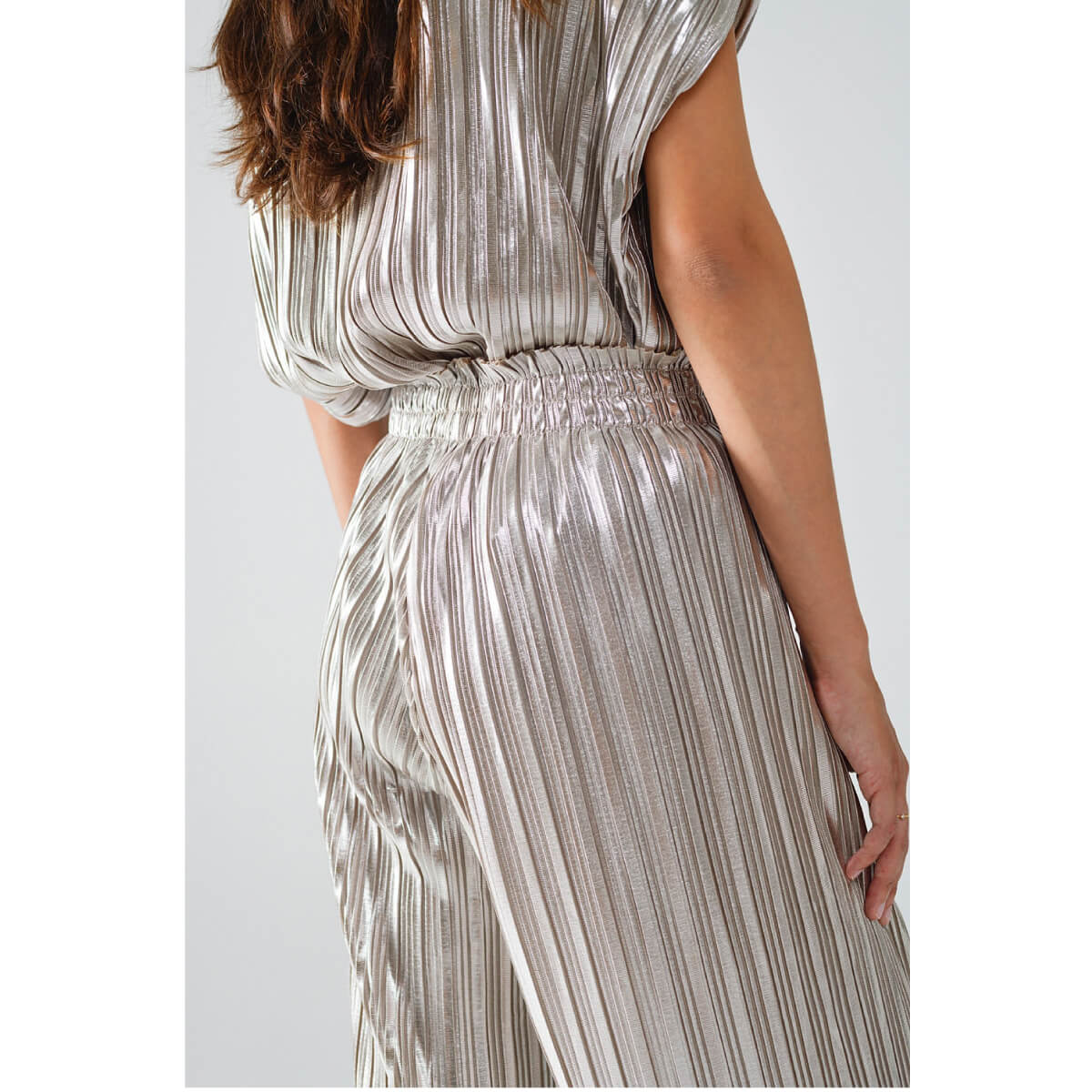 Silver Pleated Pants back | MILK MONEY milkmoney.co | cute pants for women. cute trendy pants.