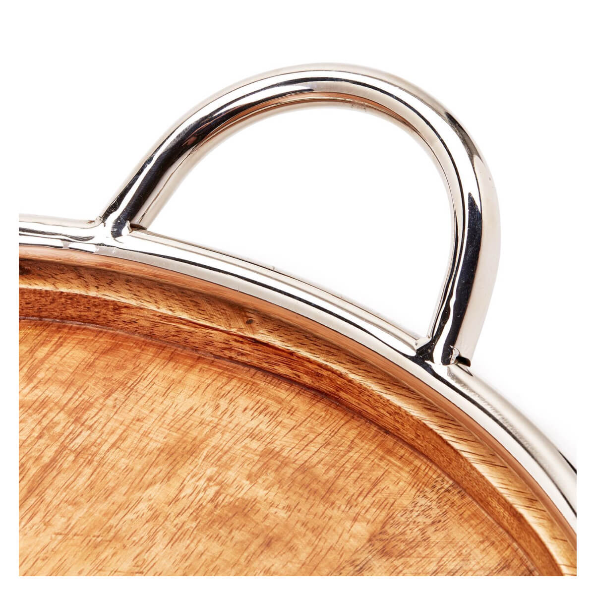 Silver Rimmed Wood Round Decorative Serving Tray detail | MILK MONEY milkmoney.co | Home decor online, Modern home decor, Luxury home furnishings, Best home decor, Home accessories for sale, Living room furniture sets, Kitchen decor ideas, Wall art for home, Bathroom accessories, Vintage home decor, Minimalist home decor