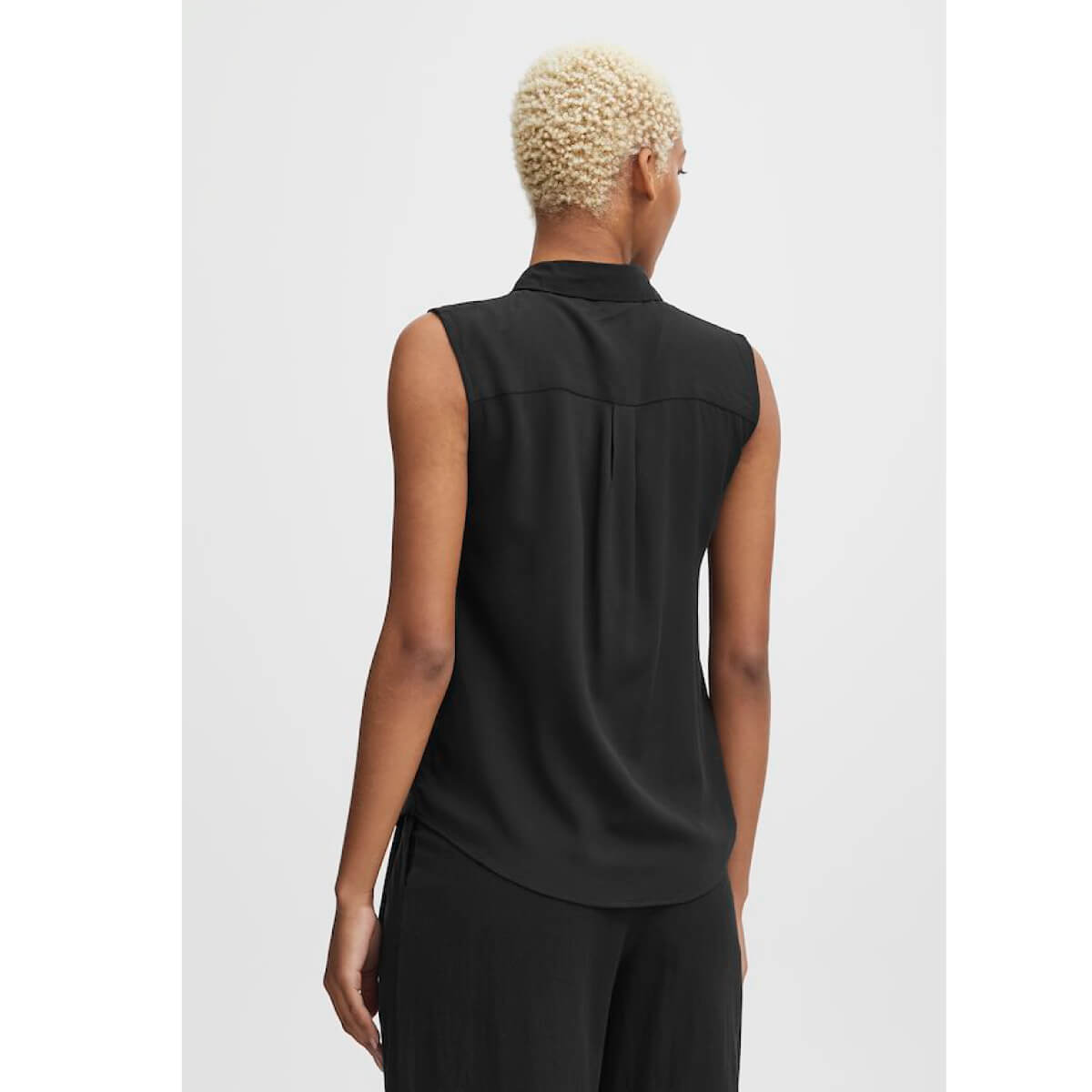 Sleeveless Button Up Shirt black back | MILK MONEY milkmoney.co | cute tops for women. trendy tops for women. cute blouses for women. stylish tops for women. pretty womens tops.