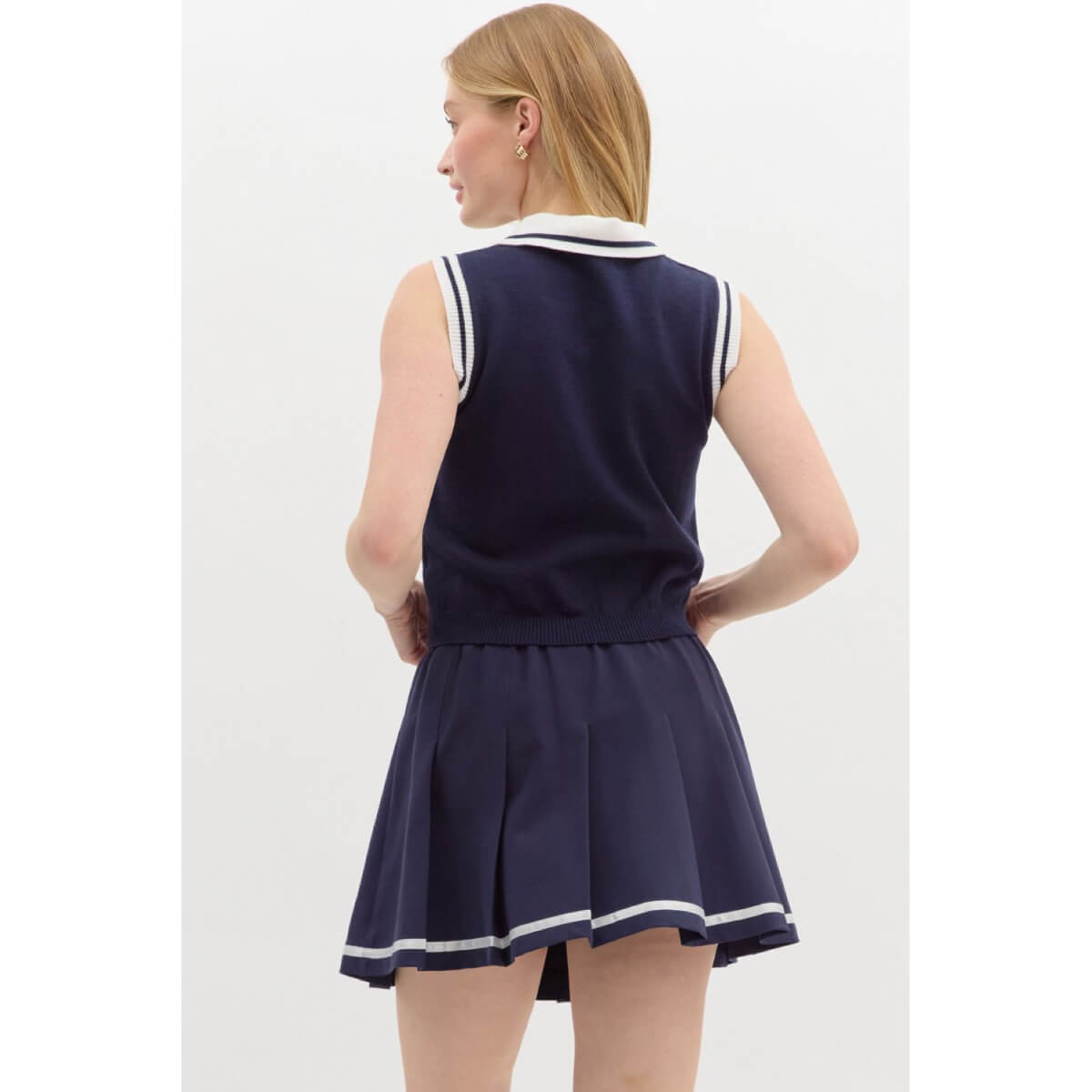 Sleeveless Polo Pullover Top blue back | MILK MONEY milkmoney.co | cute tops for women. trendy tops for women. cute blouses for women. stylish tops for women. pretty womens tops.