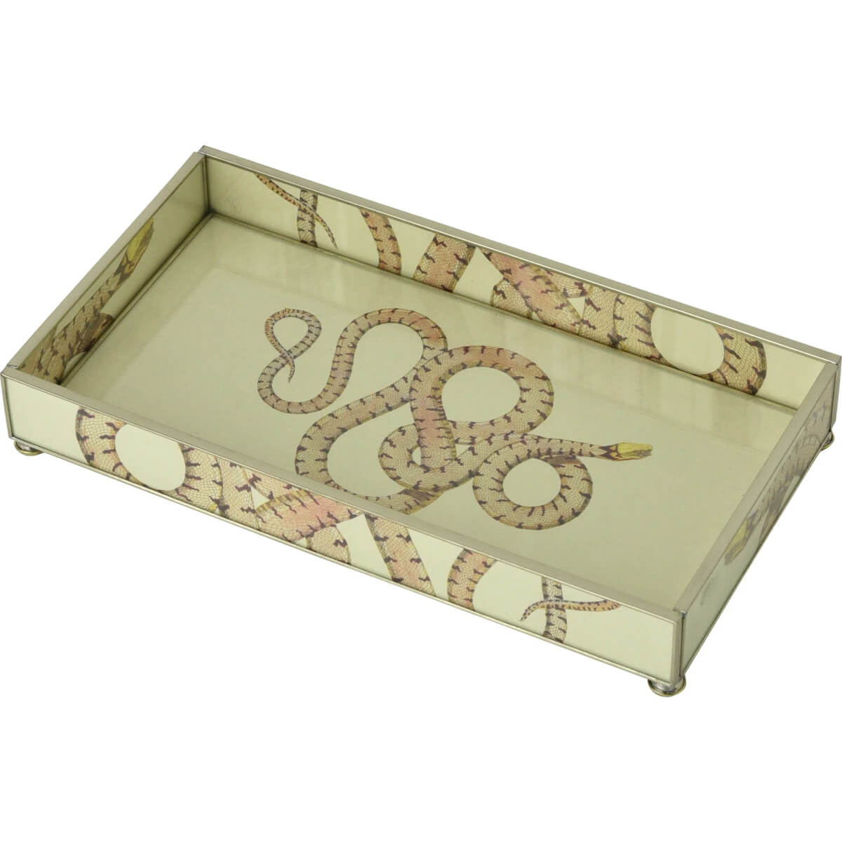 Snake Design Glass Decorative Tray white front | MILK MONEY milkmoney.co | white elephant gift ideas, gift, mother's day gift ideas, white elephant gift, gift shops near me, cute home decor, mother's day gift, cute home accents, handmade in USA, elegant home decor