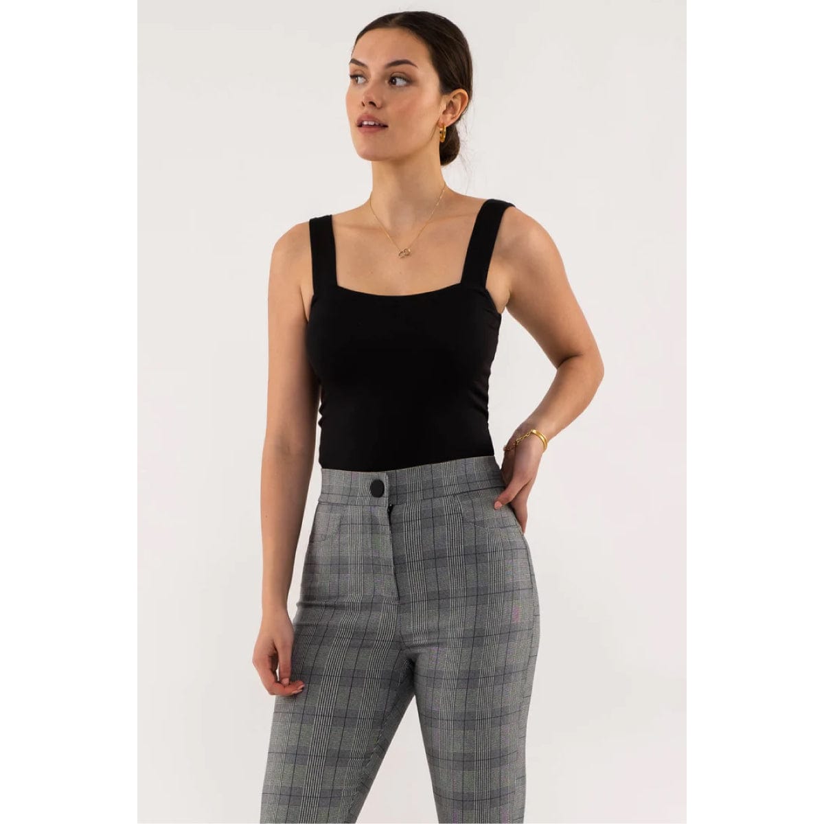 Solid Square Neck Tank Top black front | MILK MONEY milkmoney.co | cute tops for women. trendy tops for women. cute blouses for women. stylish tops for women. pretty womens tops.