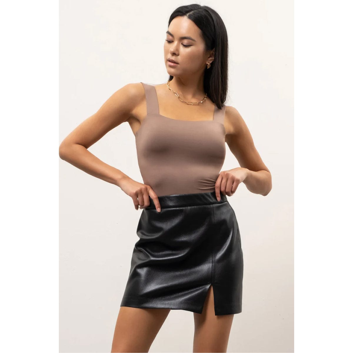Solid Square Neck Tank Top deep taupe | MILK MONEY milkmoney.co | cute tops for women. trendy tops for women. cute blouses for women. stylish tops for women. pretty womens tops.