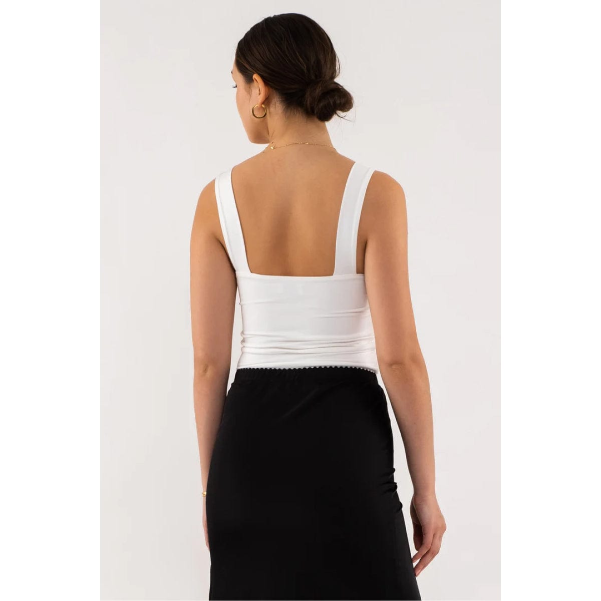 Solid Square Neck Tank Top white back | MILK MONEY milkmoney.co | cute tops for women. trendy tops for women. cute blouses for women. stylish tops for women. pretty womens tops.