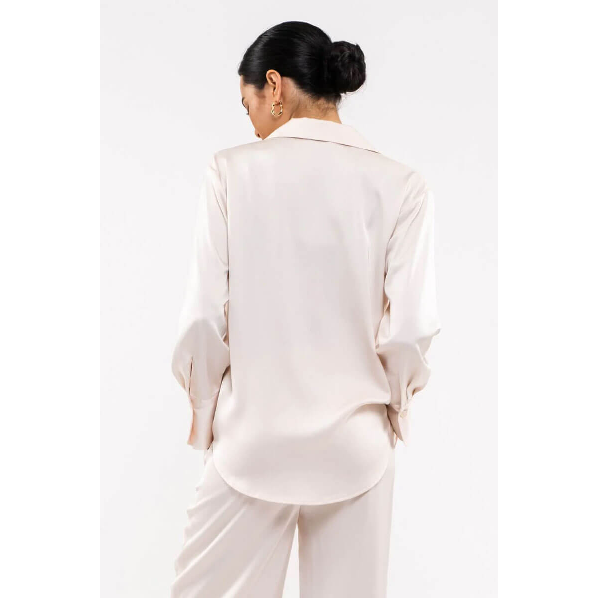 Solid Stain Button Up Blouse ivory back | MILK MONEY milkmoney.co | cute tops for women. trendy tops for women. cute blouses for women. stylish tops for women. pretty womens tops.