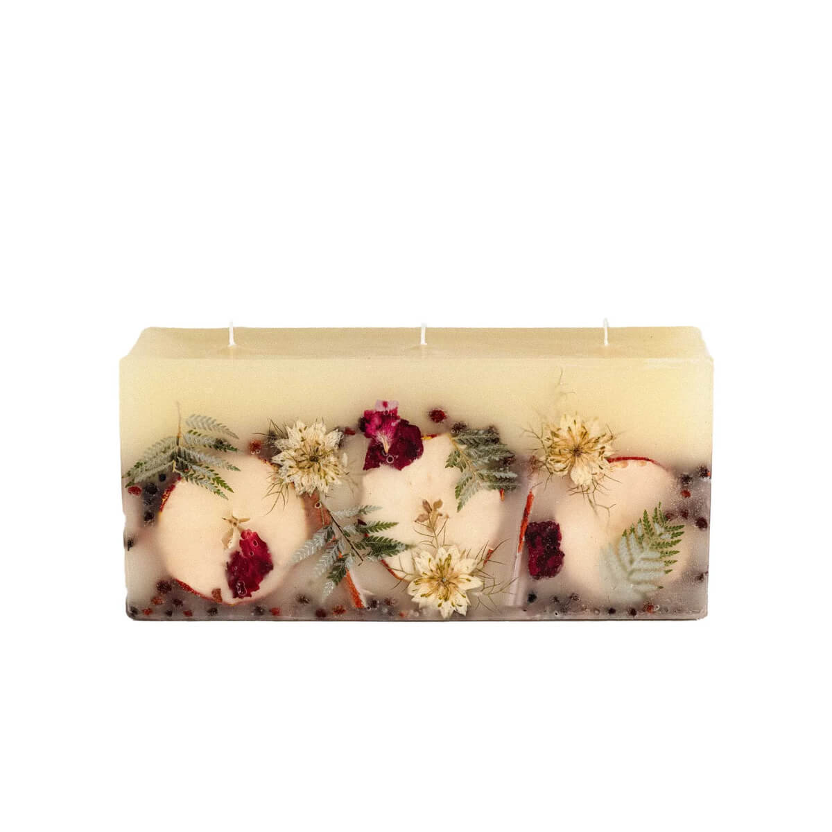 Spicy Apple Brick Botanical Candle side | MILK MONEY milkmoney.co | soy wax candles, small candles. natural candles, organic candles, scented soy candles, concrete candle, hand poured candles, hand poured soy candles, cement candle, hand poured soy wax candles, scented hand poured candles, hand poured scented candles