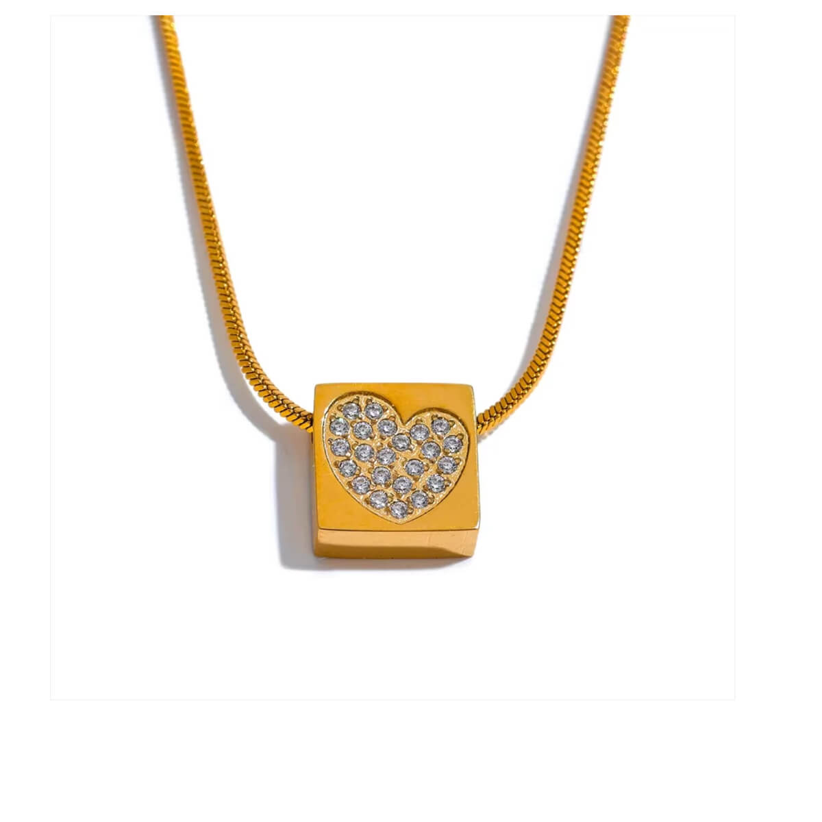Square Crystal Heart Charm Necklace front gold| MILK MONEY milkmoney.co | cute necklaces. pretty necklaces. trendy necklaces.
cute simple necklaces. cute gold necklace. cute cheap necklaces. cute necklaces for women. trendy layered necklaces. casual necklace. cute trendy necklaces